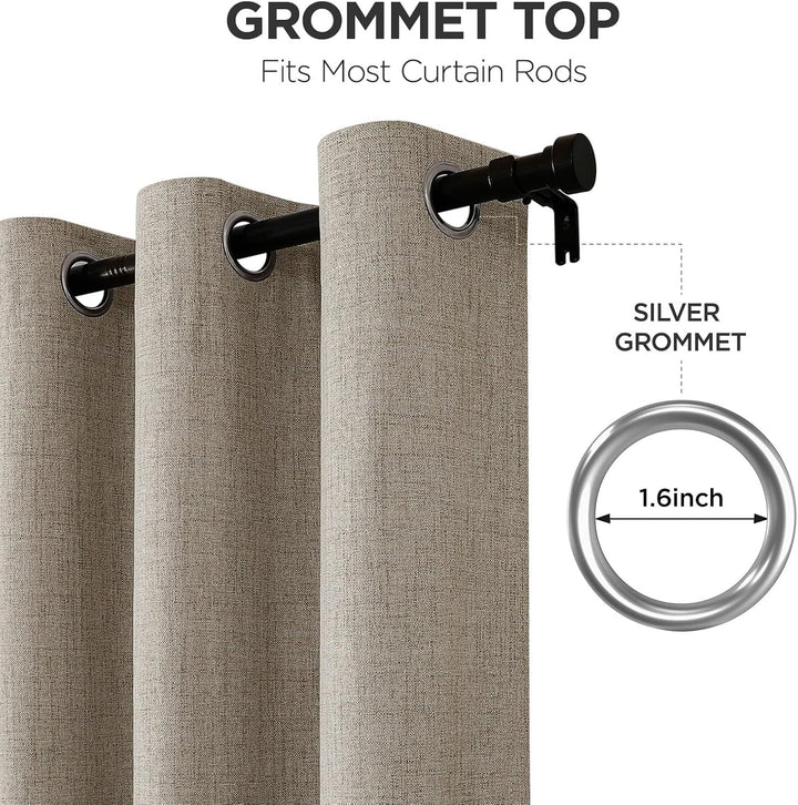 Linen 52 x 72 blackout curtain panels, view 5
