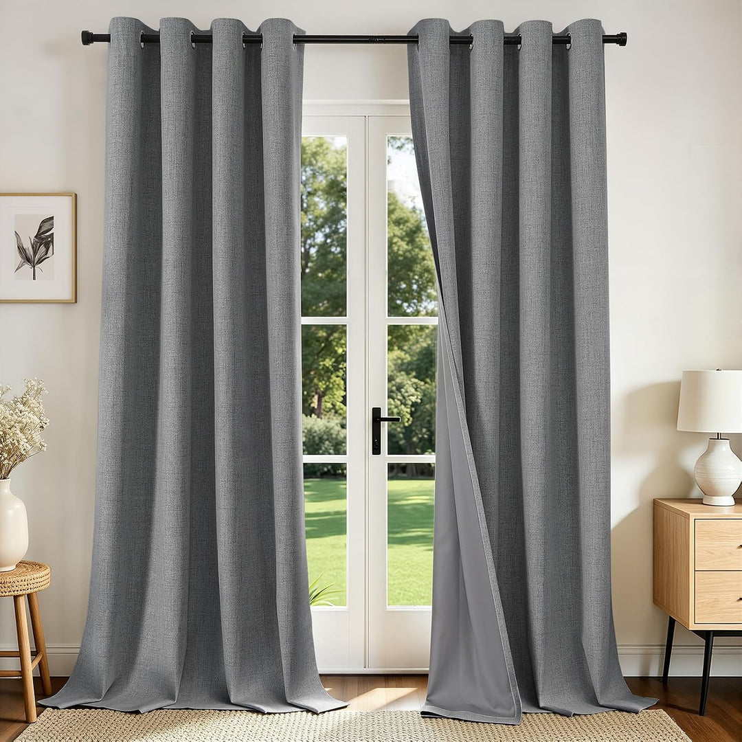 light grey 52 by 96 inch blackout curtain panels, view 1