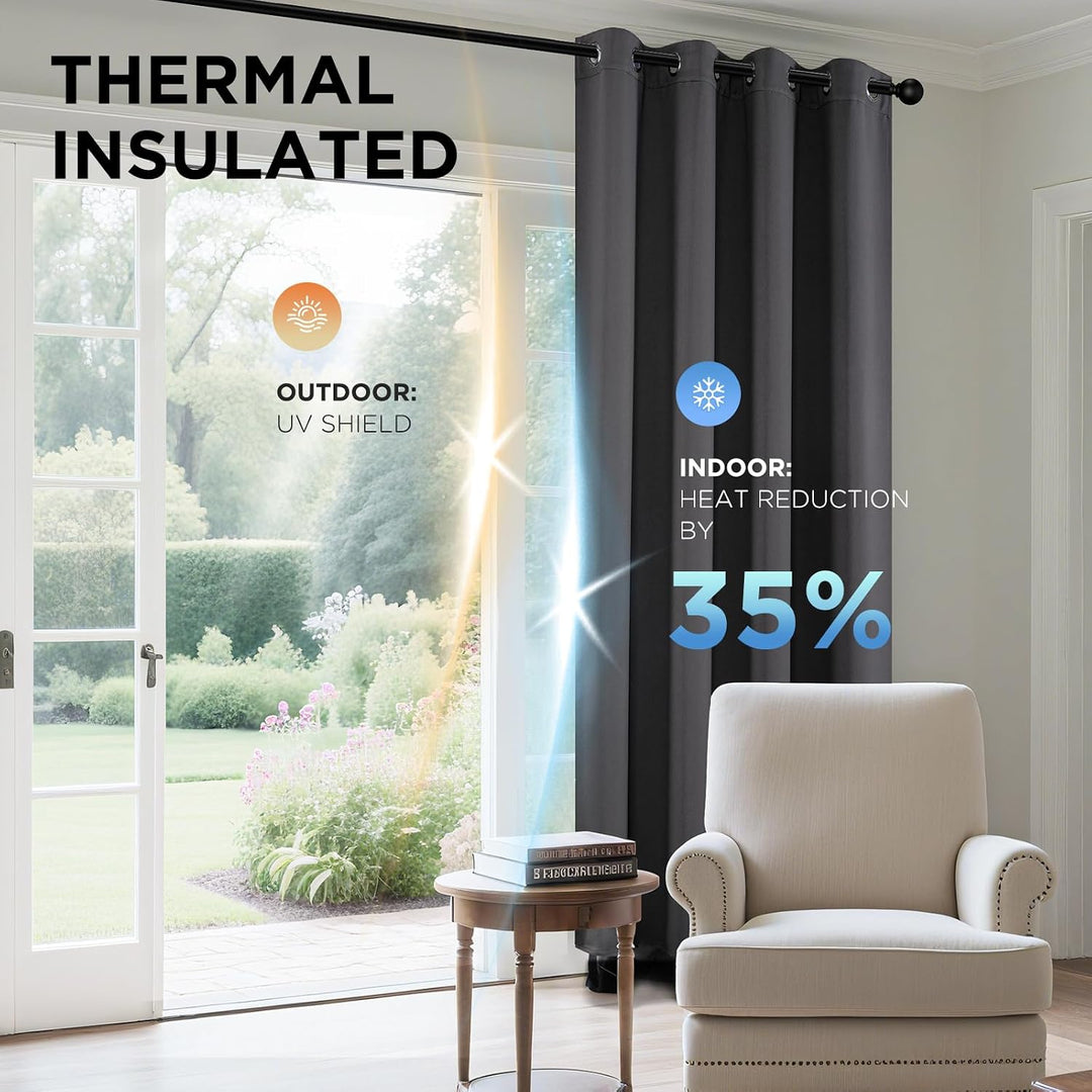 dark grey 52 by 108 inch blackout curtain panels, view 4