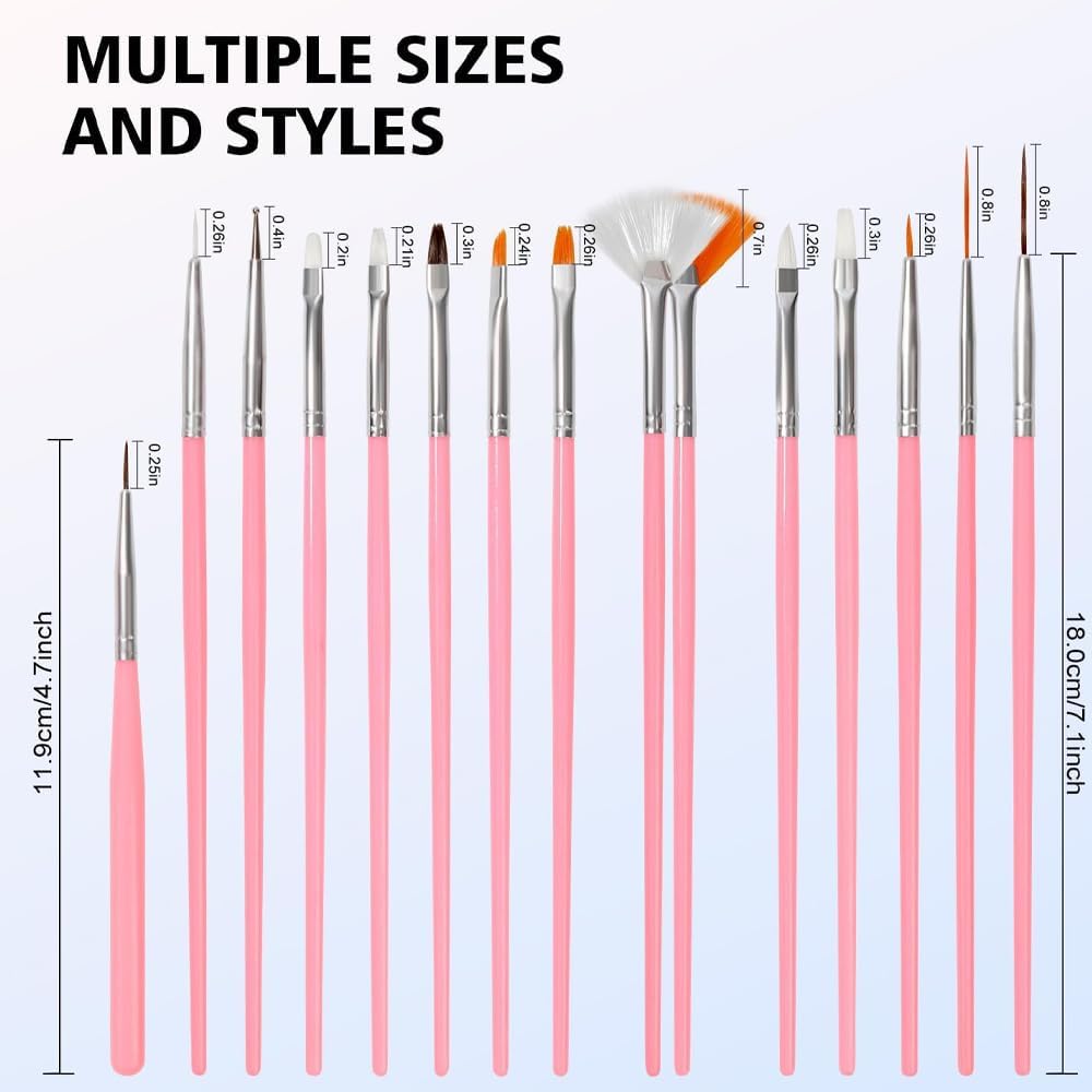 Pink Nail Art Brush, Dotting Tool & Holder Kit, view 2