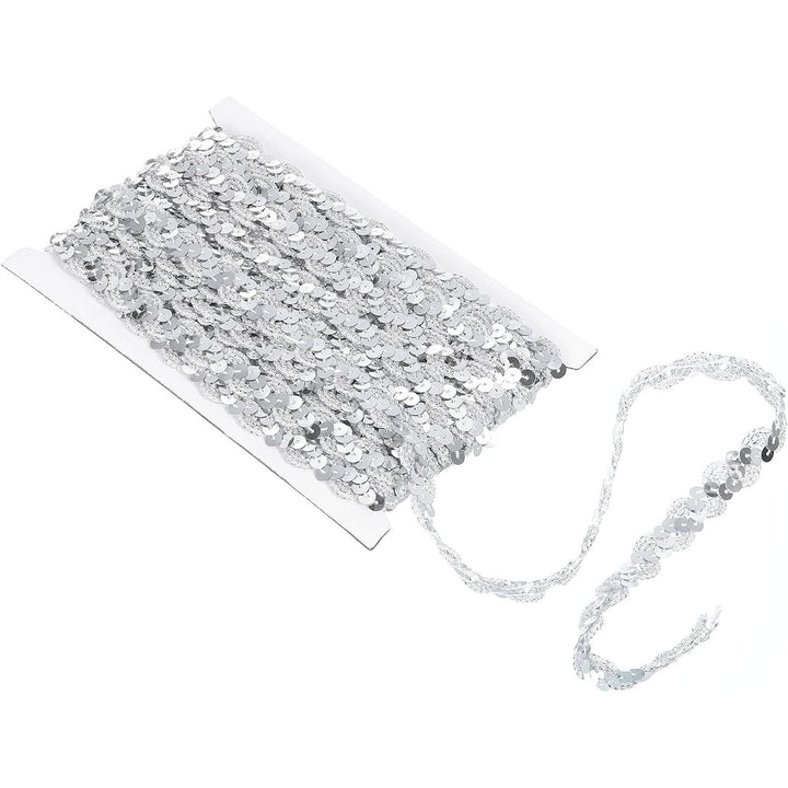 11-Yard Silver Sequin Braid Trim, 0.6-Inch Wide