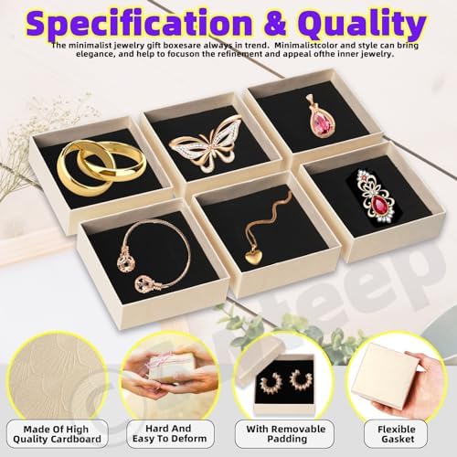 10 Beige Jewelry Gift Boxes with Ribbon and Scissors