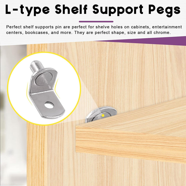 60-Piece Silver L-Shaped Shelf Support Pins, 6 mm