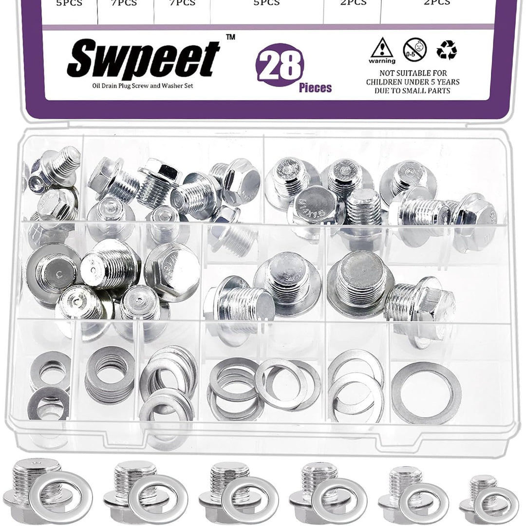 56-Piece Metric Oil Drain Plug and Washer Assortment