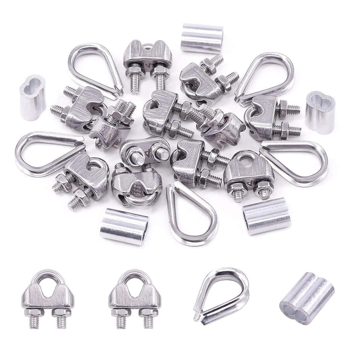 24-Piece M4 Wire Rope Accessory Set for 1/8-Inch Cable
