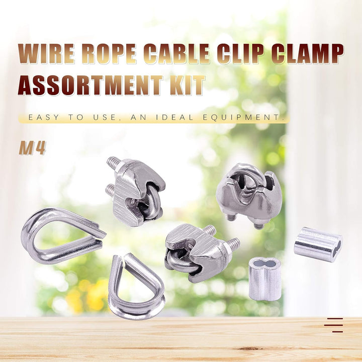 24-Piece M4 Wire Rope Accessory Set for 1/8-Inch Cable