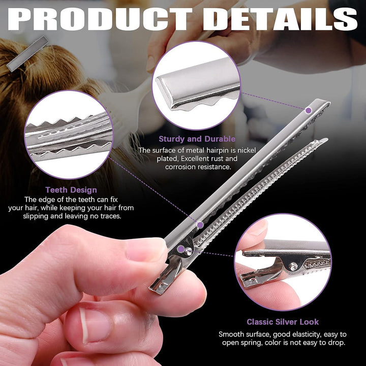 200 Metal Alligator Hair Clips, 2.2-Inch Single-Prong