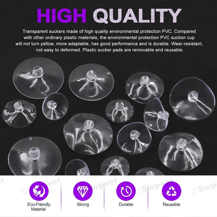 80 Clear Suction Cups in 5 Sizes with Zip Ties