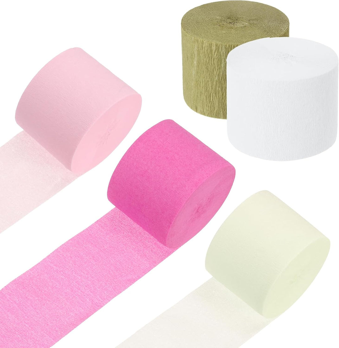 Crepe Paper Party Streamers, 5 Colours, 5 Rolls