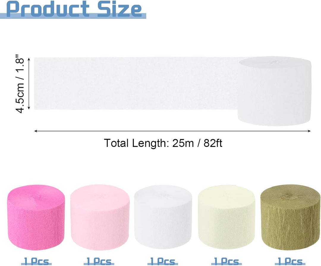 Crepe Paper Party Streamers, 5 Colours, 5 Rolls — view 2