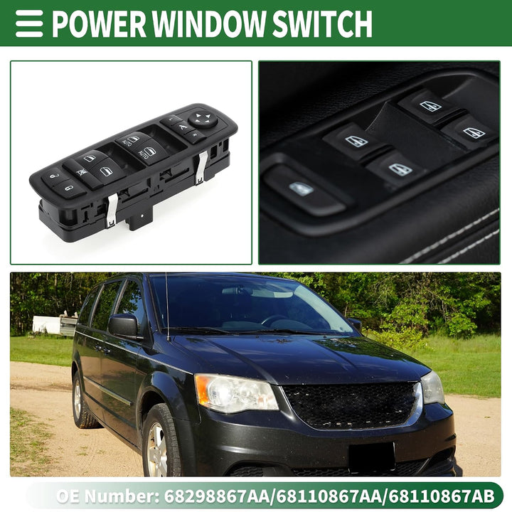 Power Window and Mirror Switch for Ram, 68298867AA/68110867AA — view 2