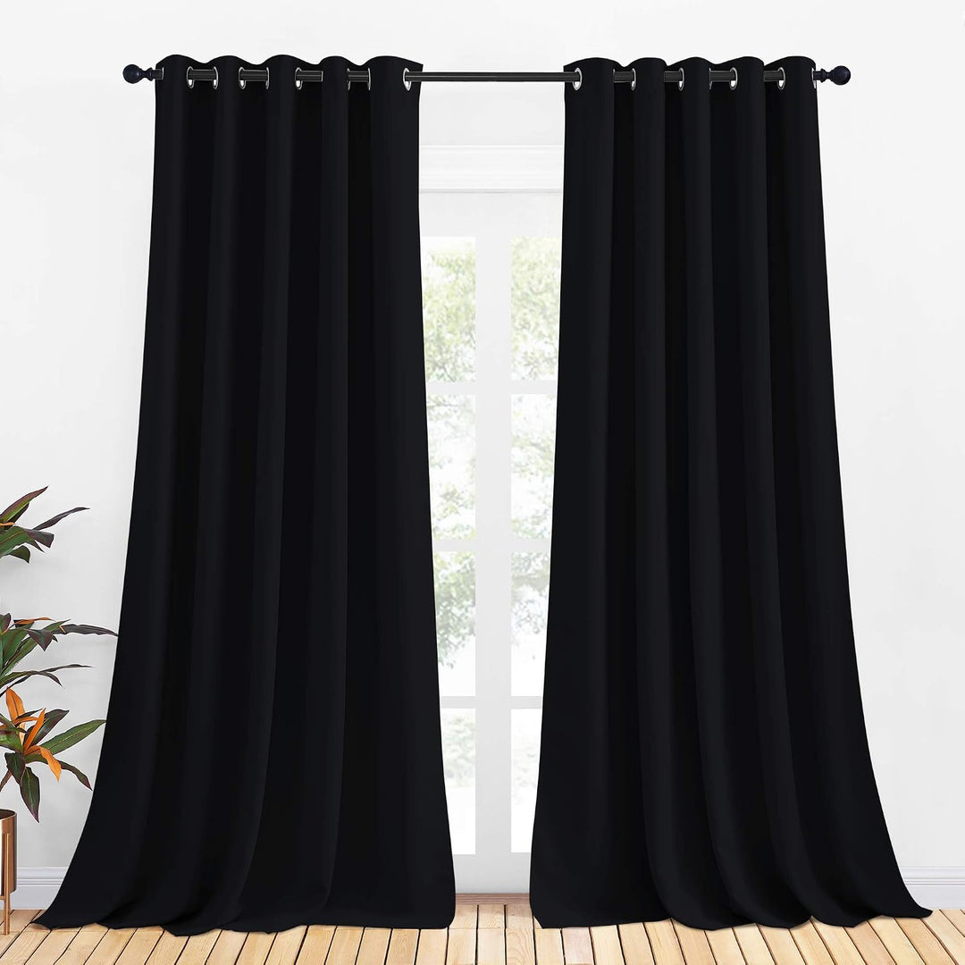 Black Grommet Blackout Curtains, 70 x 95 Inches, 2 Panels