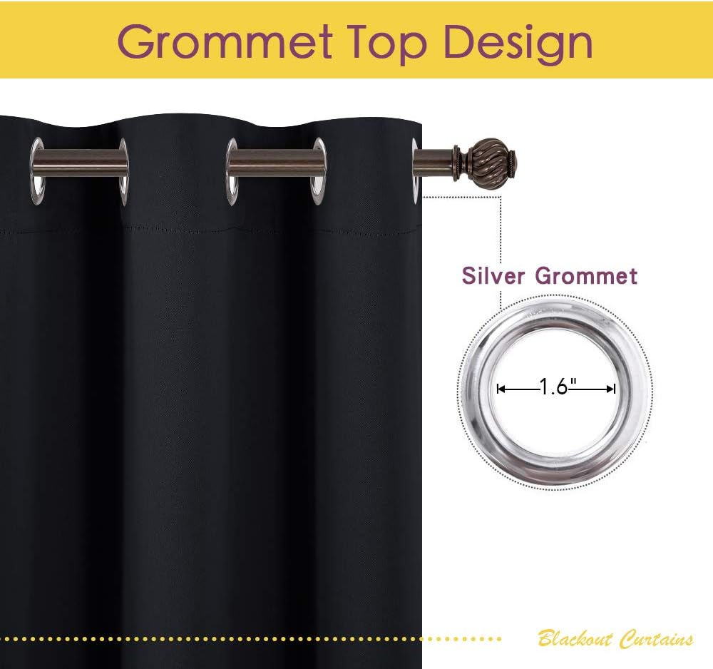 Black Grommet Blackout Curtains, 70 x 95 Inches, 2 Panels — view 3