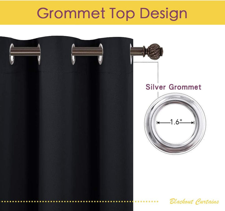 Black Grommet Blackout Curtains, 70 x 95 Inches, 2 Panels — view 3