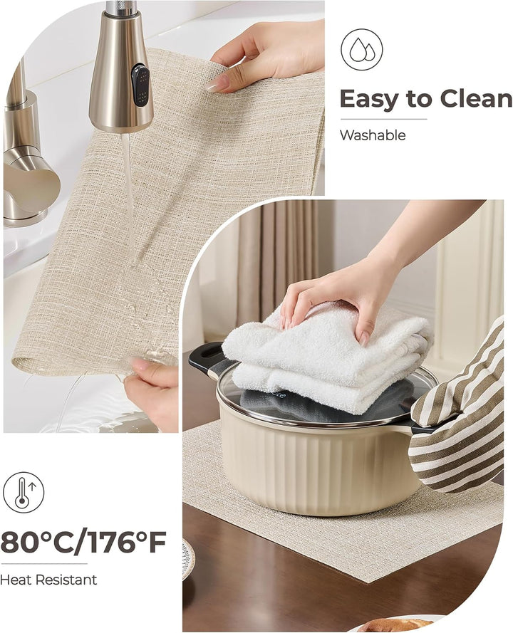 Beige woven placemats, set of eight, view 5
