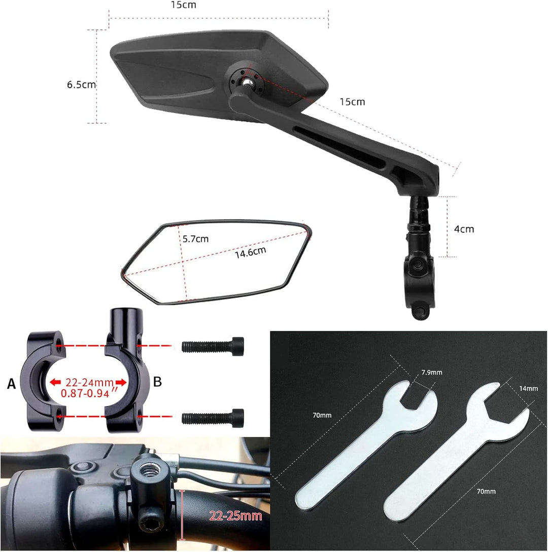 Pair of black adjustable handlebar bicycle mirrors, view 2