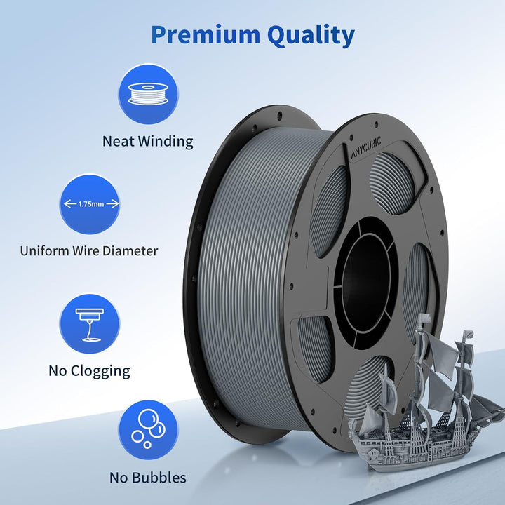 Grey PLA filament 3 kg spool, view 2
