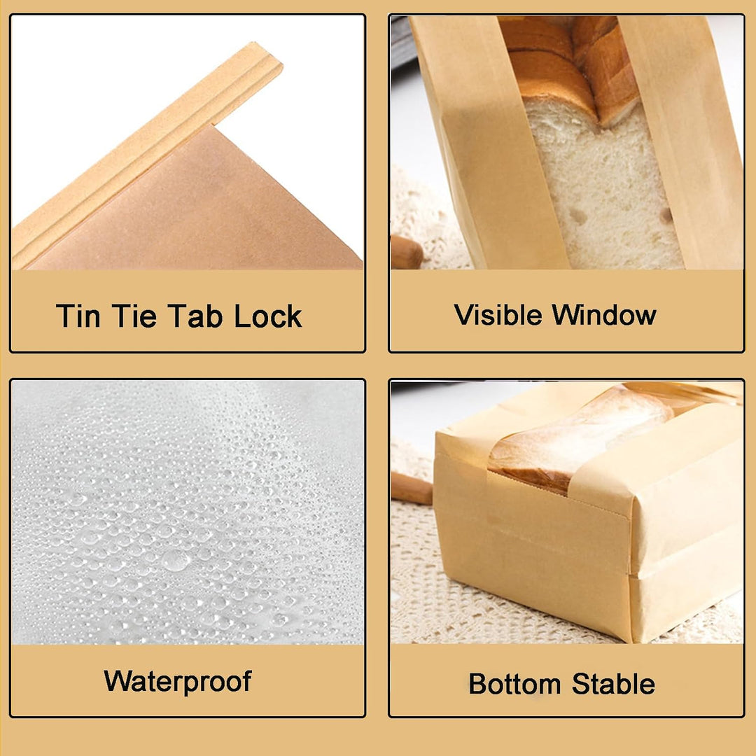 Kraft bread bags with tin ties, view 2