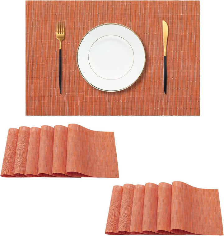 Orange woven placemats, set of twelve, view 1