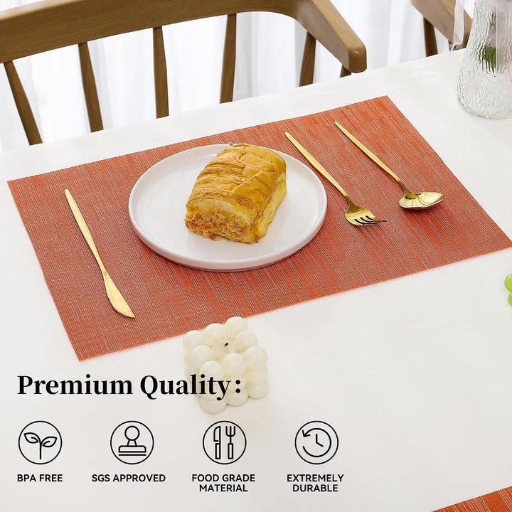 Orange woven placemats, set of twelve, view 2