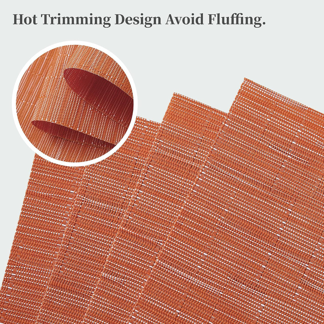 Orange woven placemats, set of twelve, view 3