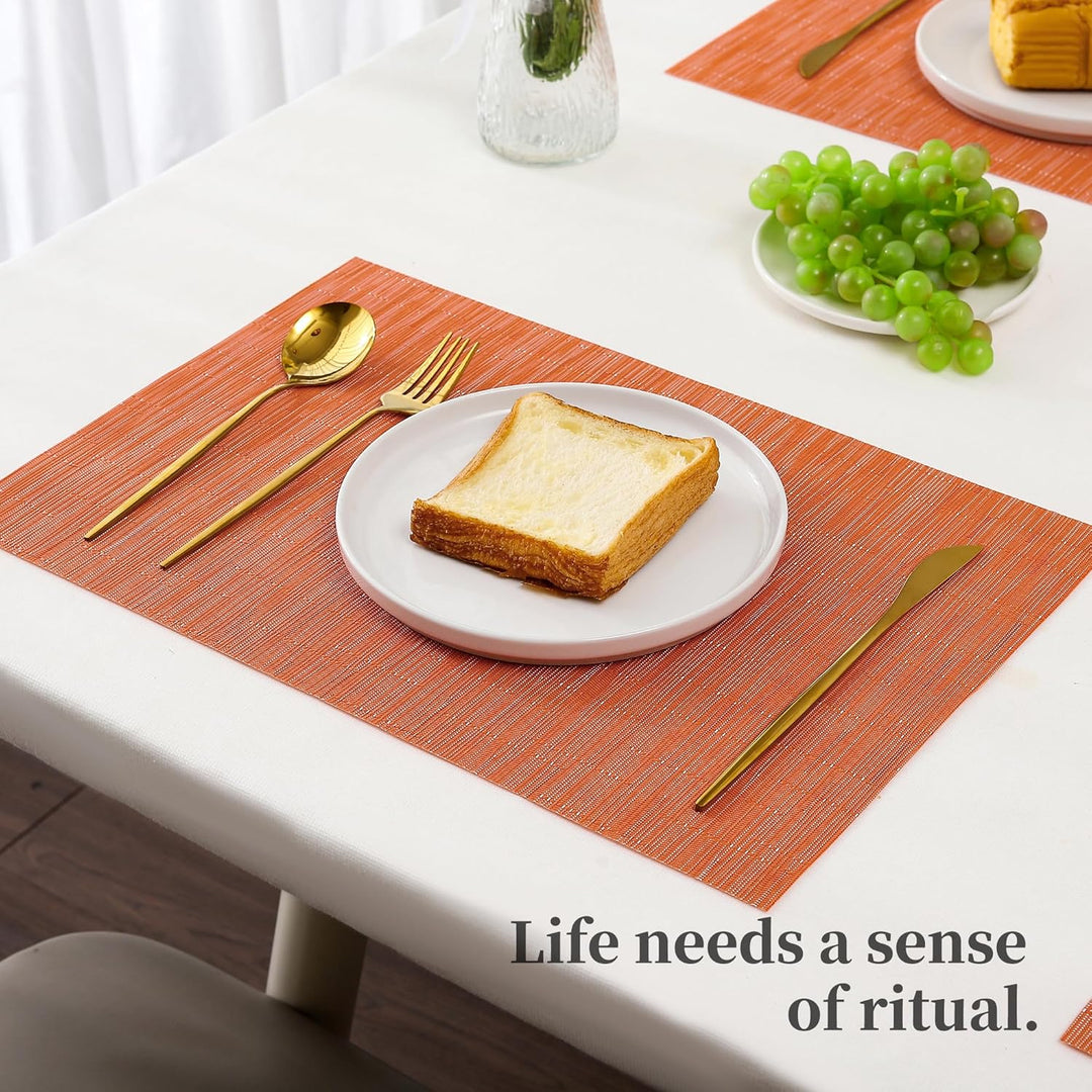 Orange woven placemats, set of twelve, view 6