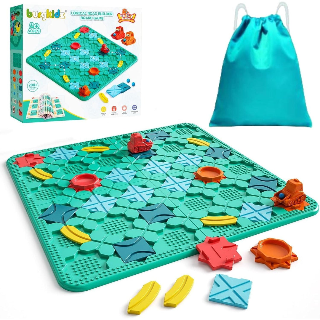 Logical Road Builder Games, STEM Family Board Game, Large Educational Smart Brain Teasers Puzzles Toys, Preschool Learning Early Montessori Birthday Gifts for Kids Boys Girls Age 4 - 8 Year Old (Green) - Just Closeouts Canada Inc.