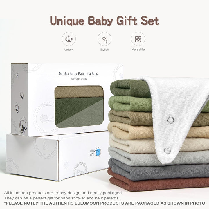 Lulumoon Muslin Baby Bibs 100% Cotton Baby Bandana Drool Bibs for Teething and Drooling - Just Closeouts Canada Inc.