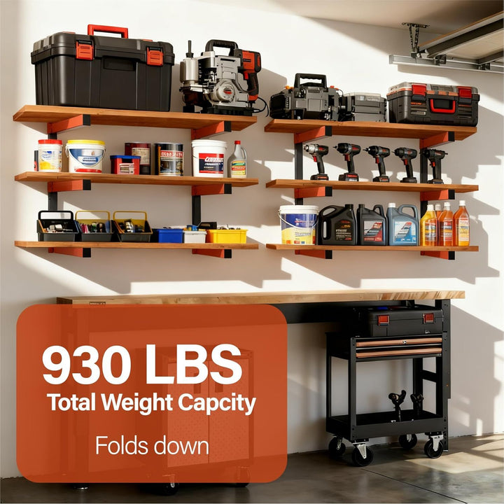Lumber Storage Rack and Garage Wood Organizer, Lumber Rack Wall Mount, Heavy Duty Wood Storage Racks, Orange Lumber Metal Racks for Indoor and Outdoor - 2 Pack - Just Closeouts Canada Inc.B0FG2B5HN9