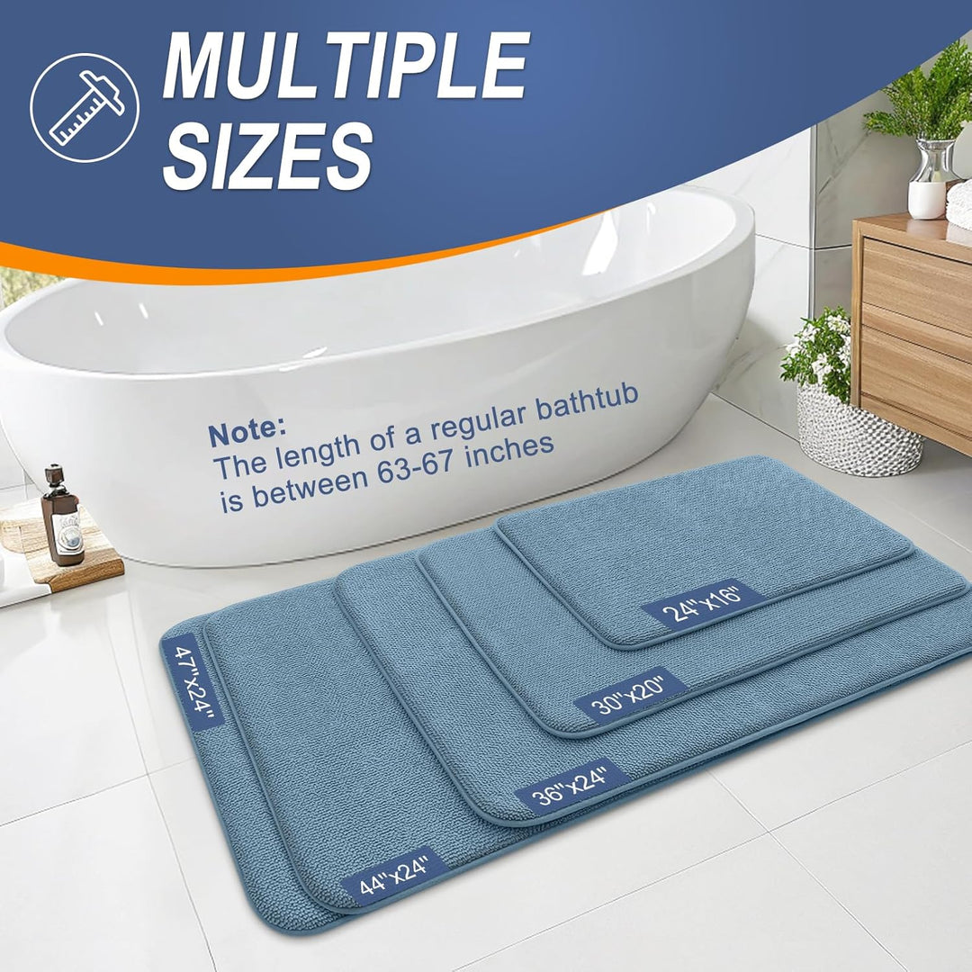 Luxury Memory Foam Bath Mat, Extra Soft Absorbent Bathroom Mats, Quick Dry Bathroom Rugs, Non - Slip, Machine Washable Bath Mats for Bathroom Floor, Tub and Shower, 20x30, Airy Blue - Just Closeouts Canada Inc.