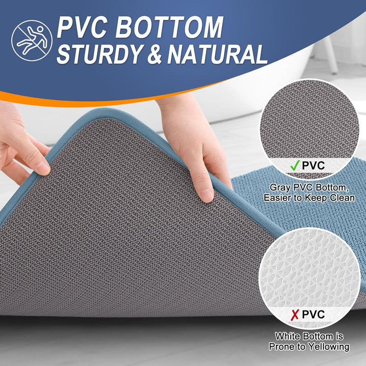 Luxury Memory Foam Bath Mat, Extra Soft Absorbent Bathroom Mats, Quick Dry Bathroom Rugs, Non - Slip, Machine Washable Bath Mats for Bathroom Floor, Tub and Shower, 20x30, Airy Blue - Just Closeouts Canada Inc.