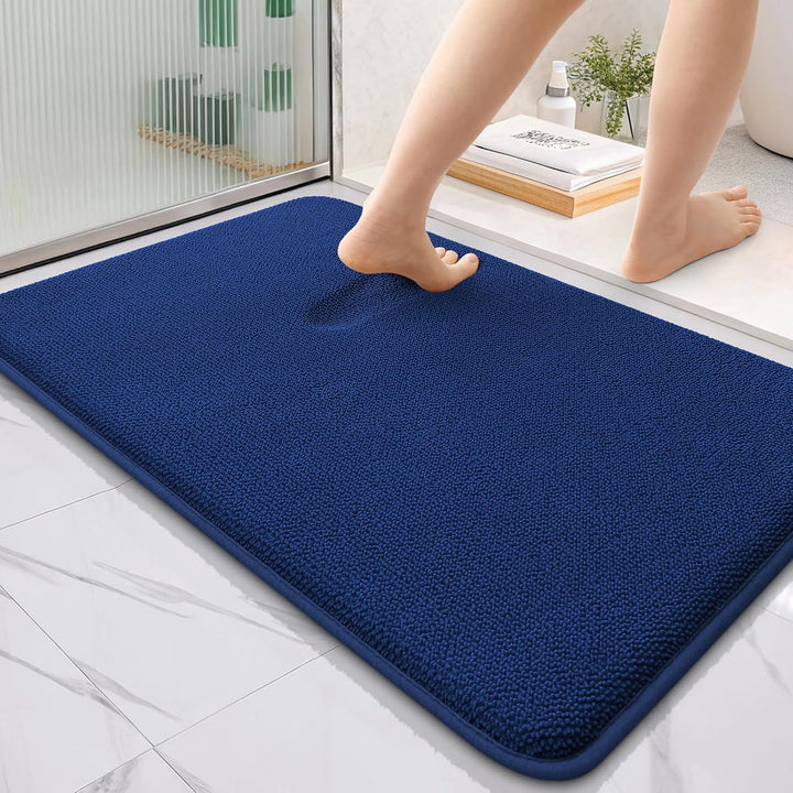 Luxury Memory Foam Bath Mat, Extra Soft Absorbent Bathroom Mats, Quick Dry Bathroom Rugs, Non - Slip, Machine Washable Bath Mats for Bathroom Floor, Tub and Shower, 24x36, Navy - Just Closeouts Canada Inc.