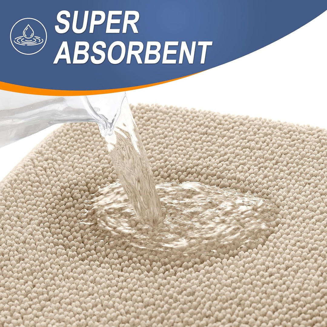 Luxury Memory Foam Bath Mat, Extra Soft Absorbent Bathroom Mats, Quick Dry Bathroom Rugs, Non - Slip, Machine Washable Bath Mats for Bathroom Floor, Tub and Shower, 24x47, Beige - Just Closeouts Canada Inc.