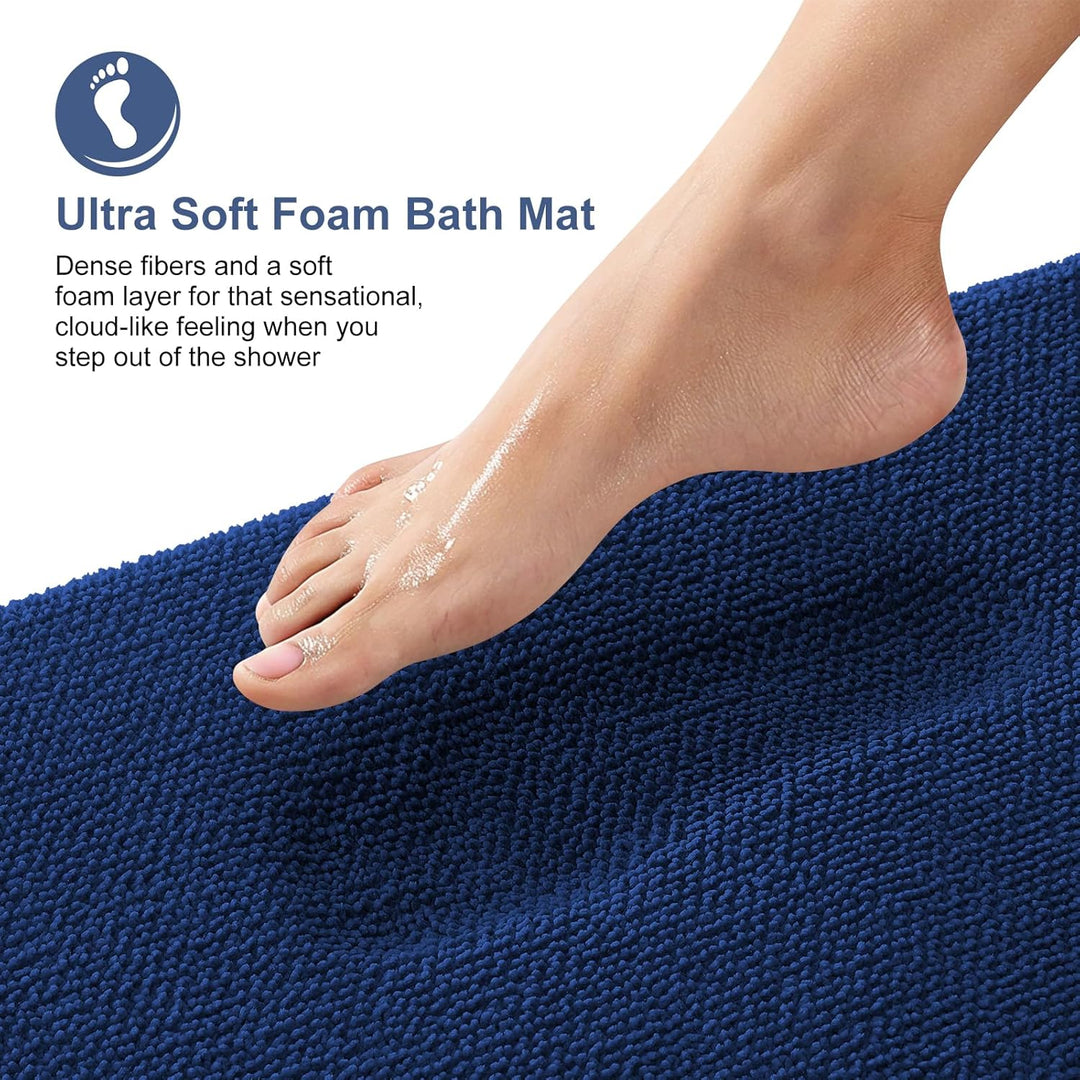 Luxury Memory Foam Bath Mat, Extra Soft Absorbent Bathroom Mats, Quick Dry Bathroom Rugs, Non - Slip, Machine Washable Bath Mats for Bathroom Floor, Tub and Shower, 24x36, Navy - Just Closeouts Canada Inc.