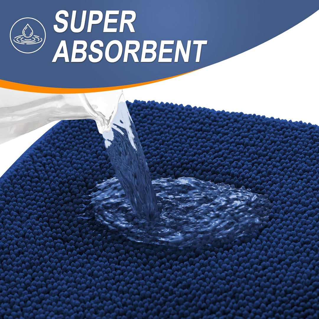 Luxury Memory Foam Bath Mat, Extra Soft Absorbent Bathroom Mats, Quick Dry Bathroom Rugs, Non - Slip, Machine Washable Bath Mats for Bathroom Floor, Tub and Shower, 24x36, Navy - Just Closeouts Canada Inc.