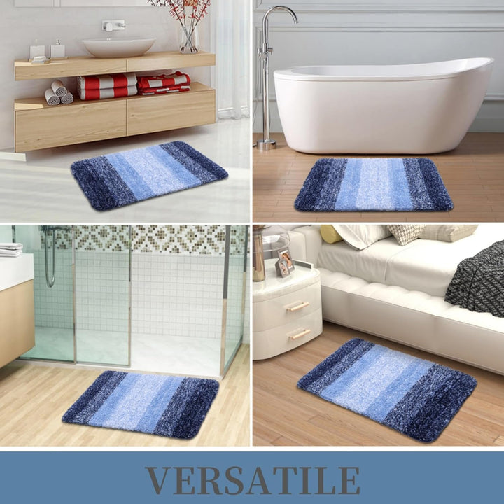 Luxury Microfiber Bath Mat, Extra Soft and Absorbent Bathroom Mat, Non - Slip Plush Shaggy Bathroom Rug, Machine Wash Dry, Bath Rugs for Bathroom Floor, Tub and Shower, 16x24, Navy - Just Closeouts Canada Inc.