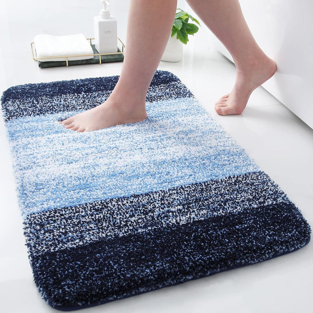 Luxury Microfiber Bath Mat, Extra Soft and Absorbent Bathroom Mat, Non - Slip Plush Shaggy Bathroom Rug, Machine Wash Dry, Bath Rugs for Bathroom Floor, Tub and Shower, 16x24, Navy - Just Closeouts Canada Inc.