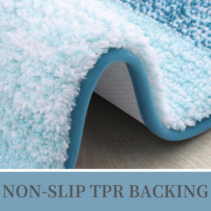 Luxury Microfiber Bath Mat, Extra Soft and Absorbent Bathroom Mat, Non - Slip Plush Shaggy Bathroom Rug, Machine Wash Dry, Bath Rugs for Bathroom Floor, Tub and Shower, 24x47, Peacock Blue - Just Closeouts Canada Inc.