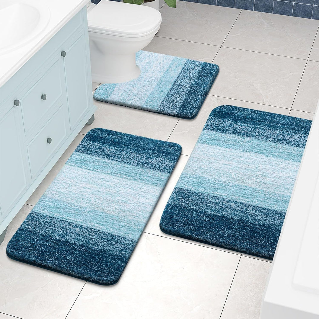 Luxury Microfiber Bath Mat, Extra Soft and Absorbent Bathroom Mat, Non - Slip Plush Shaggy Bathroom Rug, Machine Wash Dry, Bath Rugs for Bathroom Floor, Tub and Shower, 24x47, Peacock Blue - Just Closeouts Canada Inc.