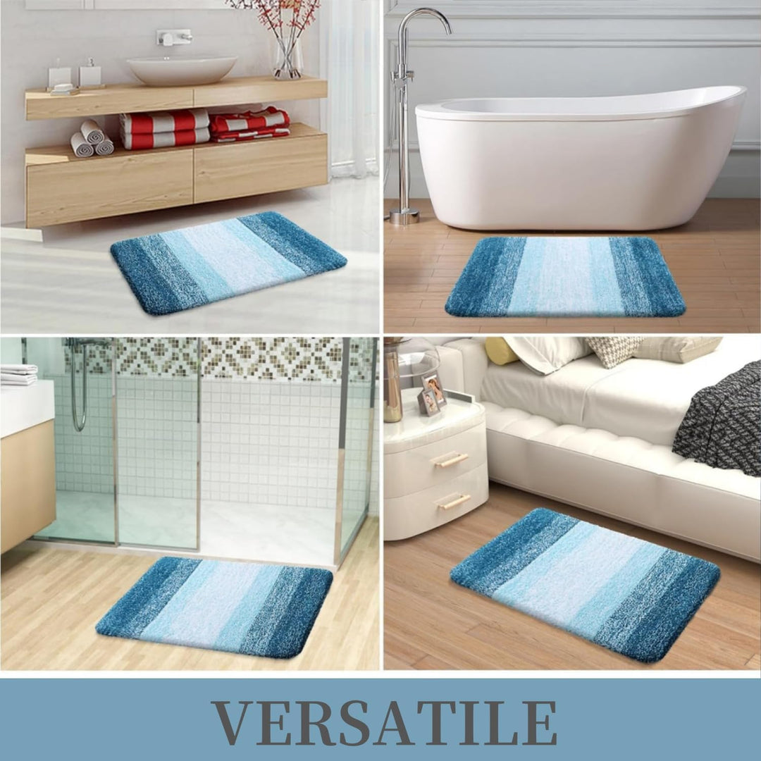 Luxury Microfiber Bath Mat, Extra Soft and Absorbent Bathroom Mat, Non - Slip Plush Shaggy Bathroom Rug, Machine Wash Dry, Bath Rugs for Bathroom Floor, Tub and Shower, 24x47, Peacock Blue - Just Closeouts Canada Inc.