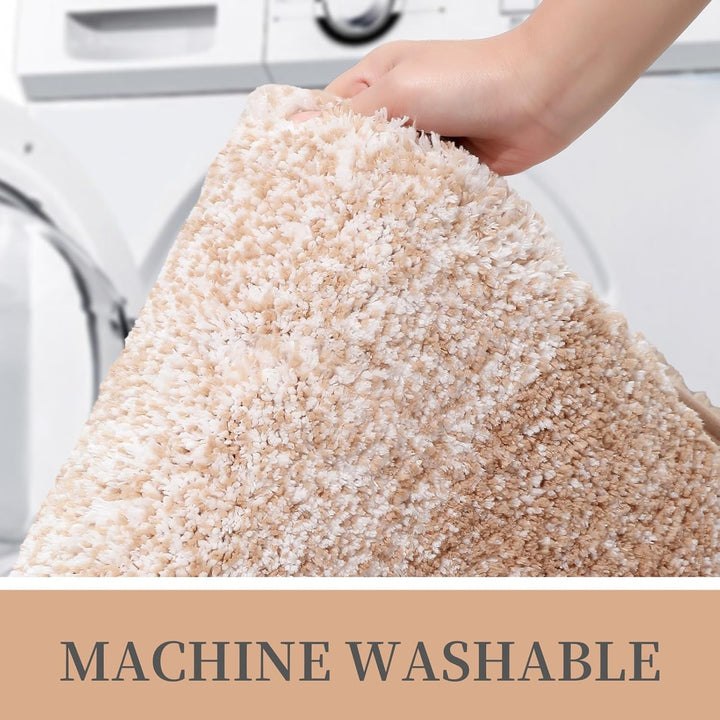 Luxury Microfiber Toilet Mat U - Shaped, Extra Soft and Absorbent Bath Mat, Non - Slip Plush Shaggy Bathroom Rug, Machine Wash Dry, Contour Toilet Rugs for Toilet Base, 20x24, Beige - Just Closeouts Canada Inc.