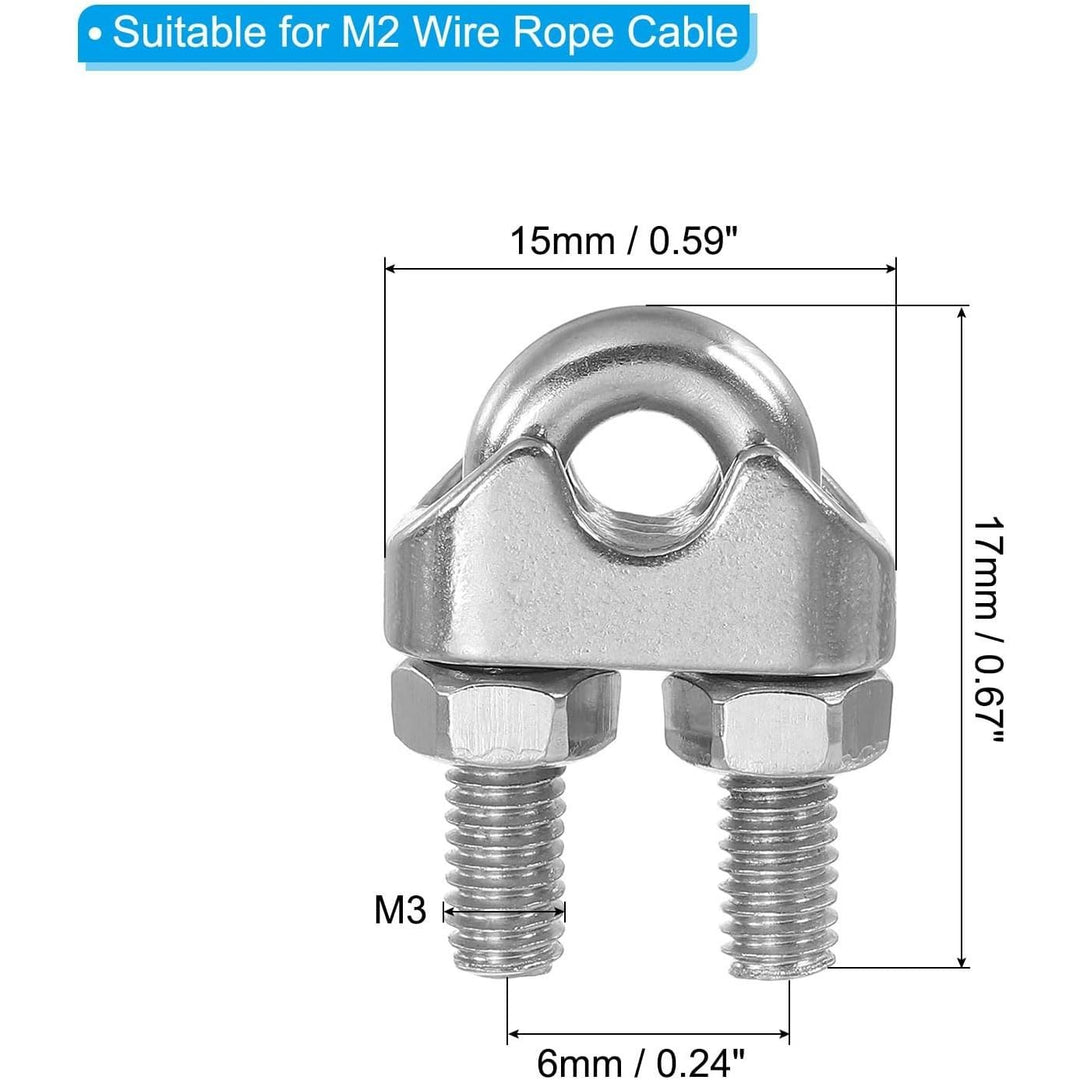 M2 / 1⁄16 in Wire Rope Clamps – 304 Stainless Steel, 16 Pack - Just Closeouts Canada Inc.