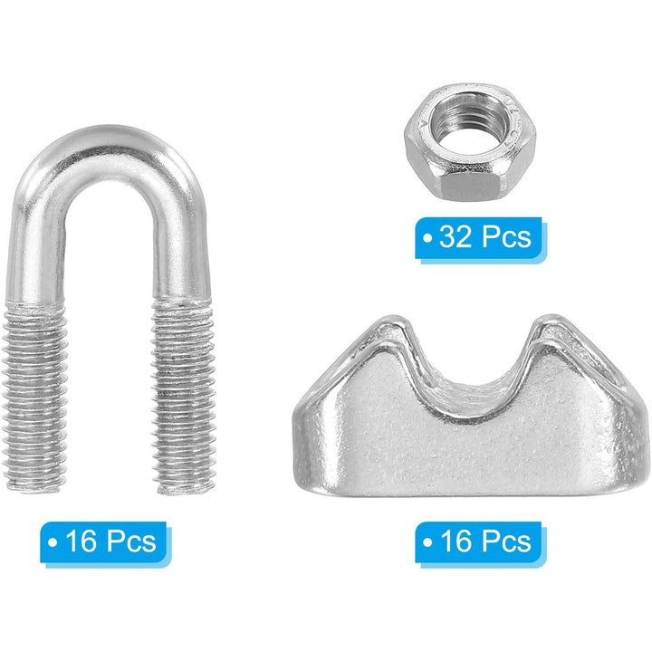 M2 / 1⁄16 in Wire Rope Clamps – 304 Stainless Steel, 16 Pack - Just Closeouts Canada Inc.