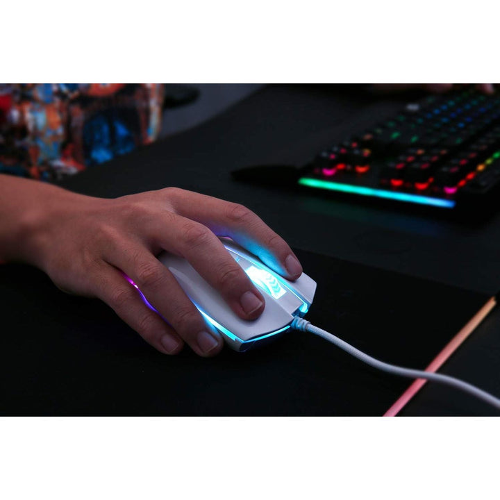 M711 Cobra RGB Gaming Mouse White Version, 10,000 DPI Wired Optical Mouse with High Precision Inputs, 7 Programmable Buttons and 16.8 Million Customized Breathing Backlight for PC/Laptop - Just Closeouts Canada Inc.