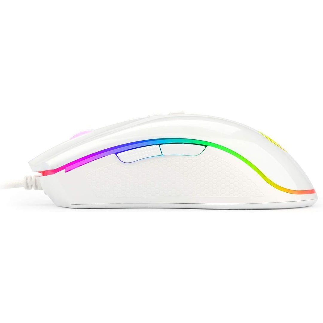 M711 Cobra RGB Gaming Mouse White Version, 10,000 DPI Wired Optical Mouse with High Precision Inputs, 7 Programmable Buttons and 16.8 Million Customized Breathing Backlight for PC/Laptop - Just Closeouts Canada Inc.