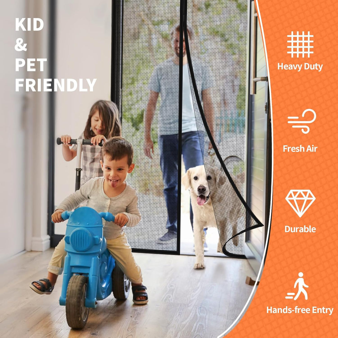 Magnetic Screen Door 36"W x 82"H, Fits Door Size to 34"W x 80"H, Heavy Duty Fiberglass Moustiquaire Magnétique, Screen Mesh with Automatic Block Closure, Walk Through Easily for Kids Pets - Just Closeouts Canada Inc.