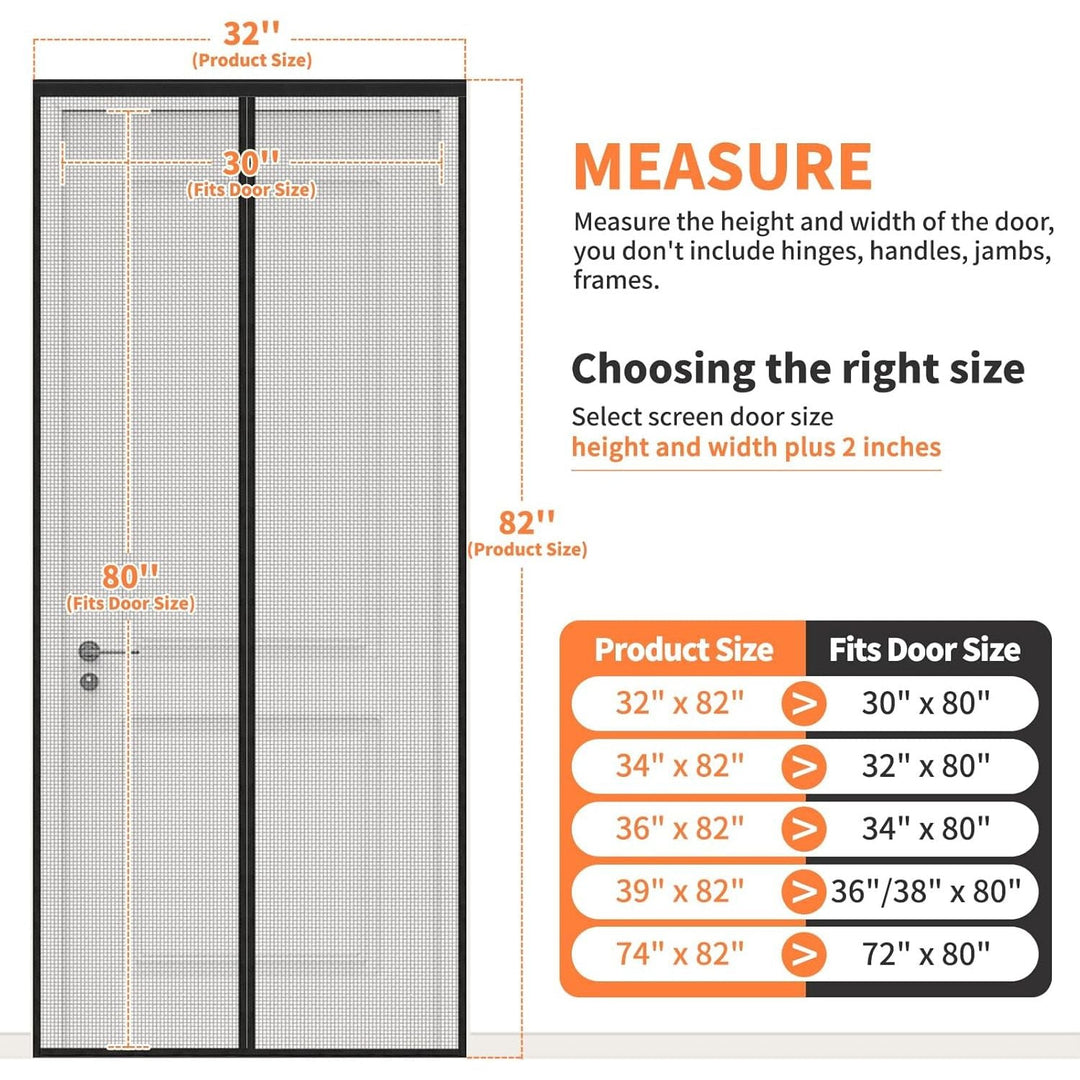 Magnetic Screen Door 36"W x 82"H, Fits Door Size to 34"W x 80"H, Heavy Duty Fiberglass Moustiquaire Magnétique, Screen Mesh with Automatic Block Closure, Walk Through Easily for Kids Pets - Just Closeouts Canada Inc.