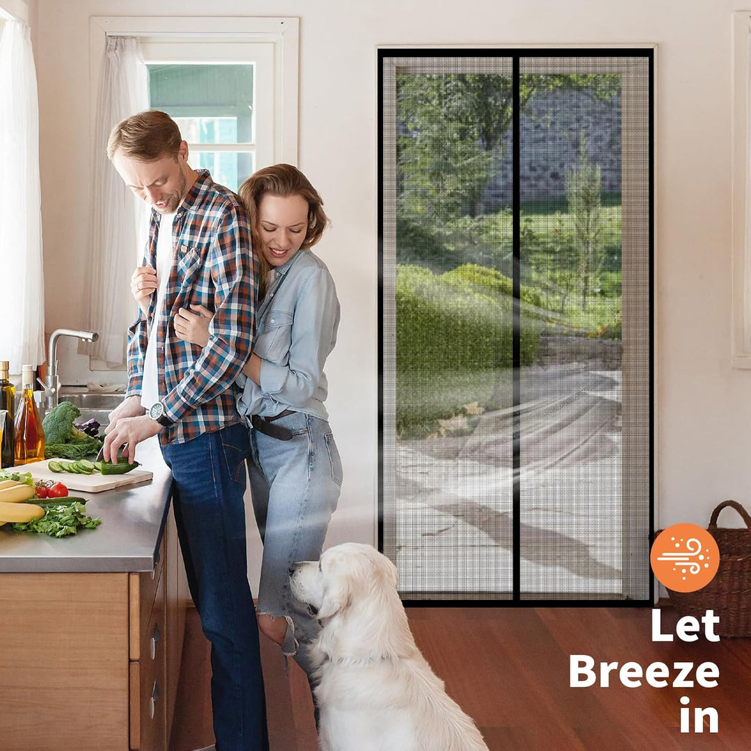 Magnetic Screen Door 36"W x 82"H, Fits Door Size to 34"W x 80"H, Heavy Duty Fiberglass Moustiquaire Magnétique, Screen Mesh with Automatic Block Closure, Walk Through Easily for Kids Pets - Just Closeouts Canada Inc.