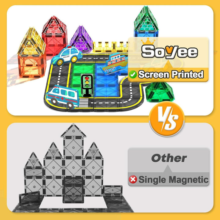 Magnetic Tiles Roads, Cars, Toys, Magnetic Building Blocks, STEM Educational Preschool Constructions - Just Closeouts Canada Inc.