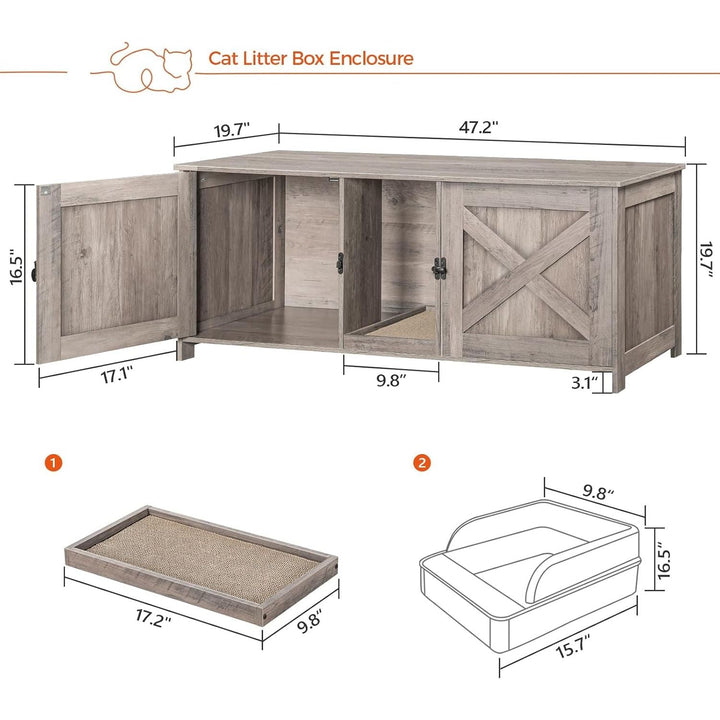 Mahancris Cat Litter Box Enclosure for 2 Cats, 120cm, CWHG1201 - Just Closeouts Canada Inc.